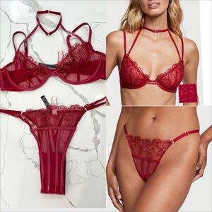NWT Victoria’s Secret Very Sexy Embroidery Low Cut Demi Bra and panty set 38C/L
